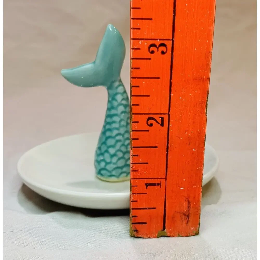Jewelry Dish Mermaid Tail Ring Holder Trinket Holder Ceramic Blue Scales Plate